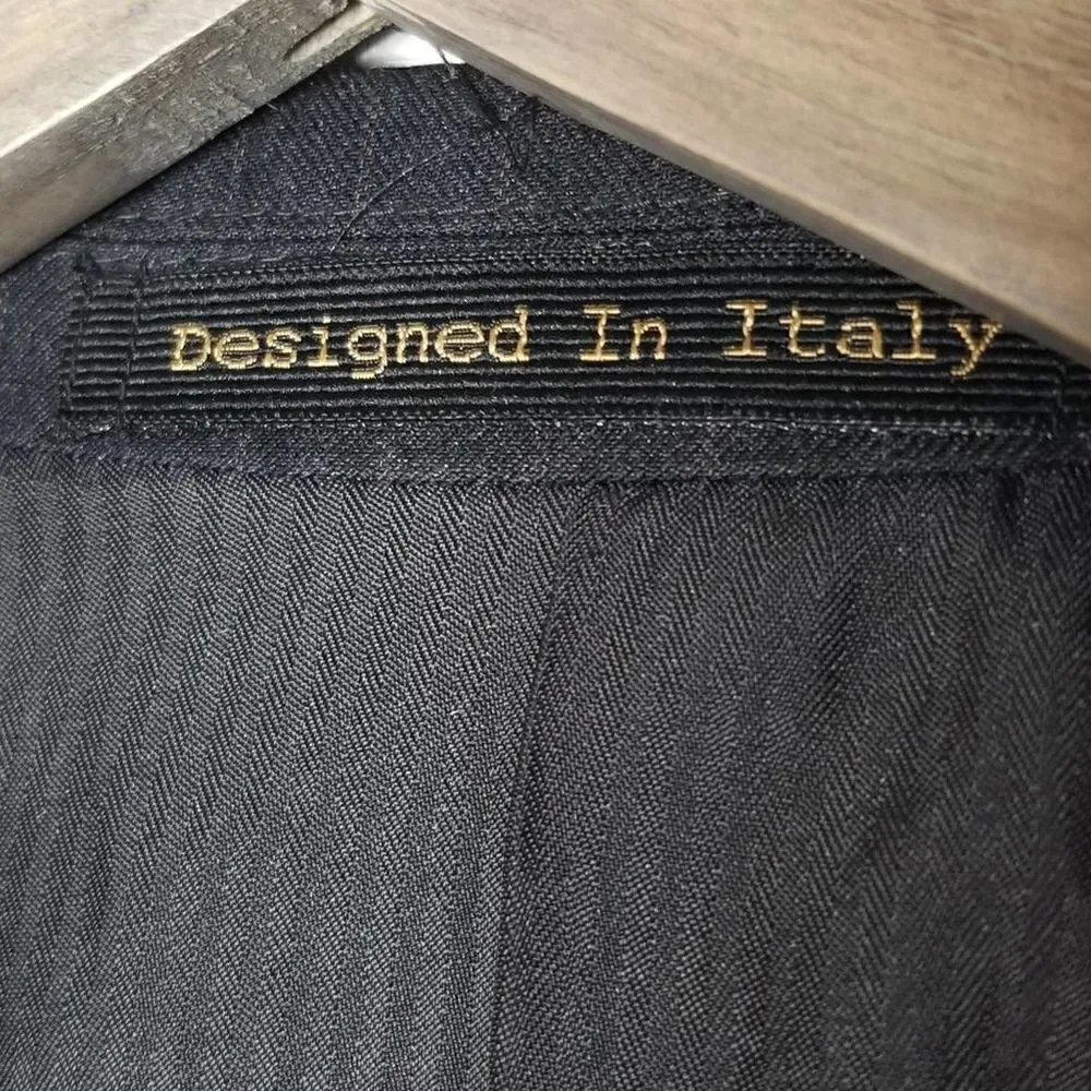 Vinci Pinstripe Button Front Suit Jacket Black XL